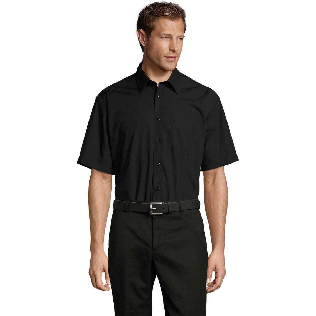 Textil Muži Košile s krátkými rukávy Sols BRISTOL MODERN WORK Černá