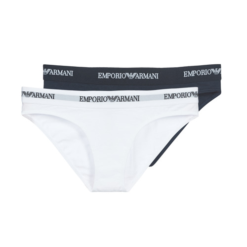 Spodní prádlo Ženy Kalhotky Emporio Armani CC317-PACK DE 2 Bílá / Tmavě modrá
