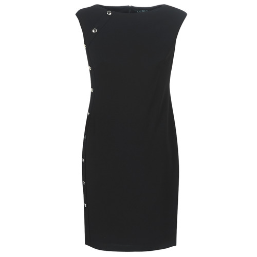 Textil Ženy Krátké šaty Lauren Ralph Lauren BUTTON-TRIM CREPE DRESS Černá