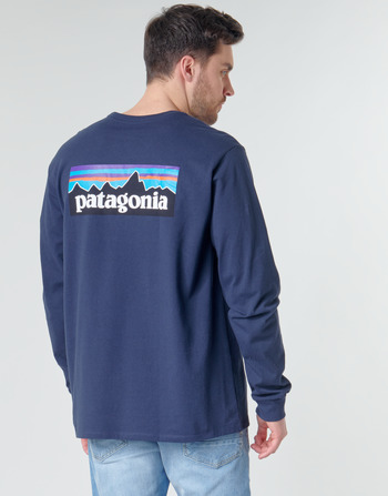 Textil Muži Trička s dlouhými rukávy Patagonia M's L/S P-6 Logo Responsibili-Tee Tmavě modrá