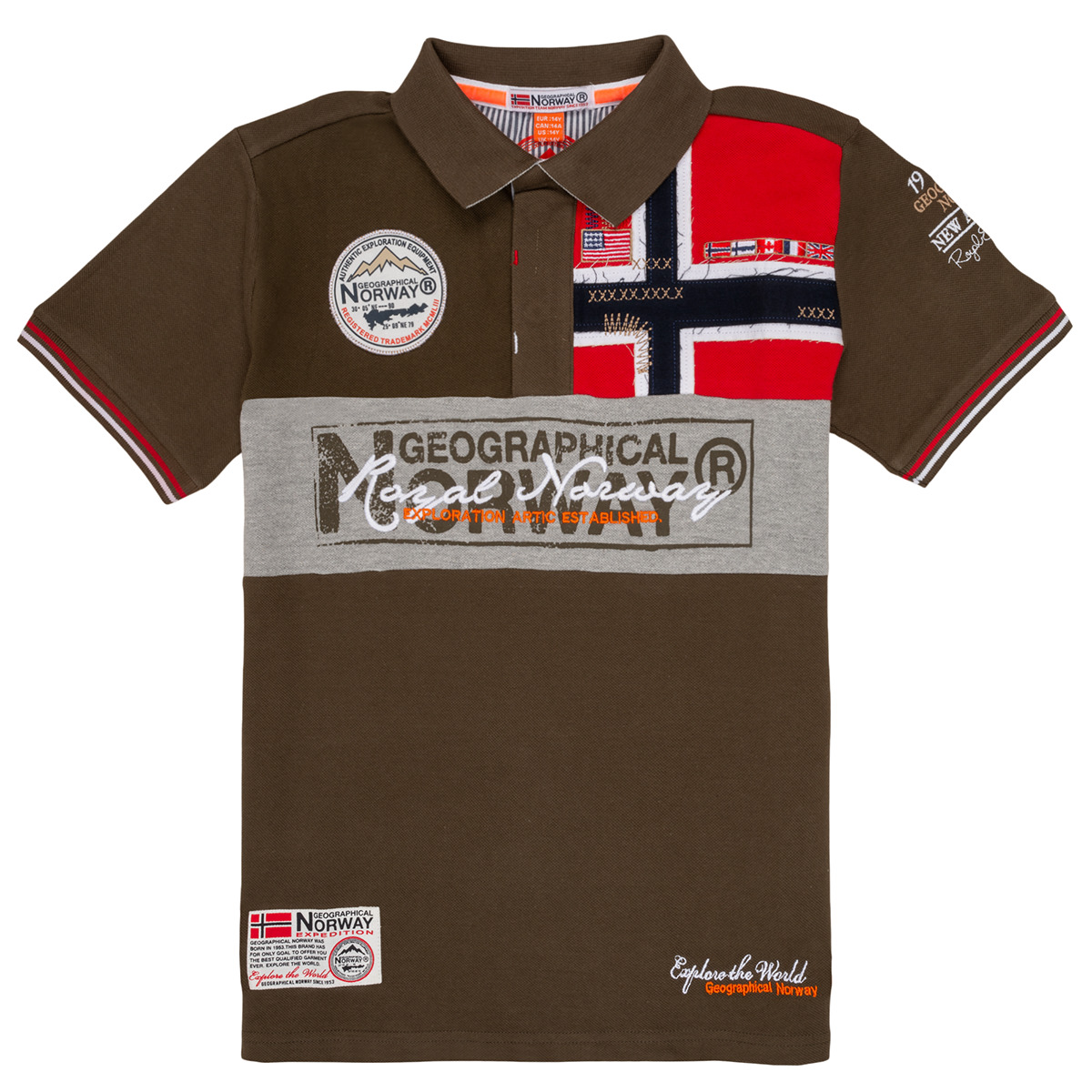 Textil Chlapecké Polo s krátkými rukávy Geographical Norway KIDNEY Khaki