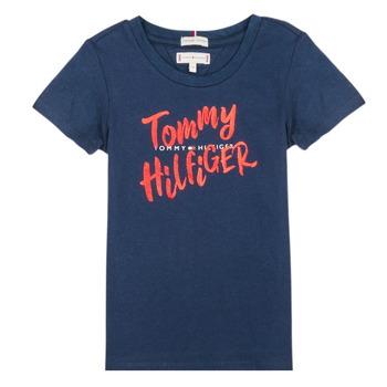 Textil Dívčí Trička s krátkým rukávem Tommy Hilfiger KG0KG05030 Tmavě modrá