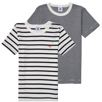 Textil Chlapecké Trička s krátkým rukávem Petit Bateau 53333 Bílá / Modrá