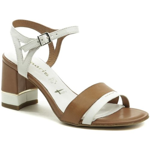 Boty Ženy Sandály Tamaris 1-28033-24 bílo hnědé dámské sandály Bílá
