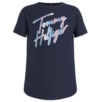 Textil Dívčí Trička s krátkým rukávem Tommy Hilfiger KG0KG05870-C87 Tmavě modrá