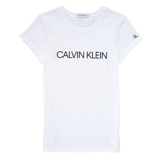 Textil Dívčí Trička s krátkým rukávem Calvin Klein Jeans INSTITUTIONAL T-SHIRT Bílá