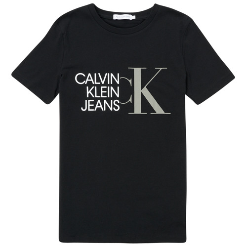 Textil Chlapecké Trička s krátkým rukávem Calvin Klein Jeans HYBRID LOGO FITTED T-SHIRT Černá