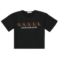 Textil Dívčí Trička s krátkým rukávem Calvin Klein Jeans CK REPEAT FOIL BOXY T-SHIRT Černá