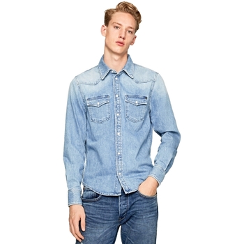 Textil Muži Košile s dlouhymi rukávy Pepe jeans PM301044PB1 Modrá
