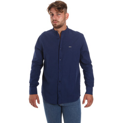 Textil Muži Košile s dlouhymi rukávy Les Copains 9U2722 Modrá