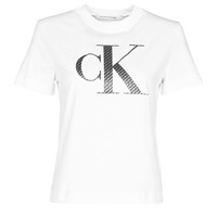 Textil Ženy Trička s krátkým rukávem Calvin Klein Jeans SATIN BONDED FILLED CK TEE Bílá