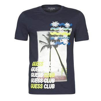 Textil Muži Trička s krátkým rukávem Guess GUESS CLUB CN SS TEE Tmavě modrá