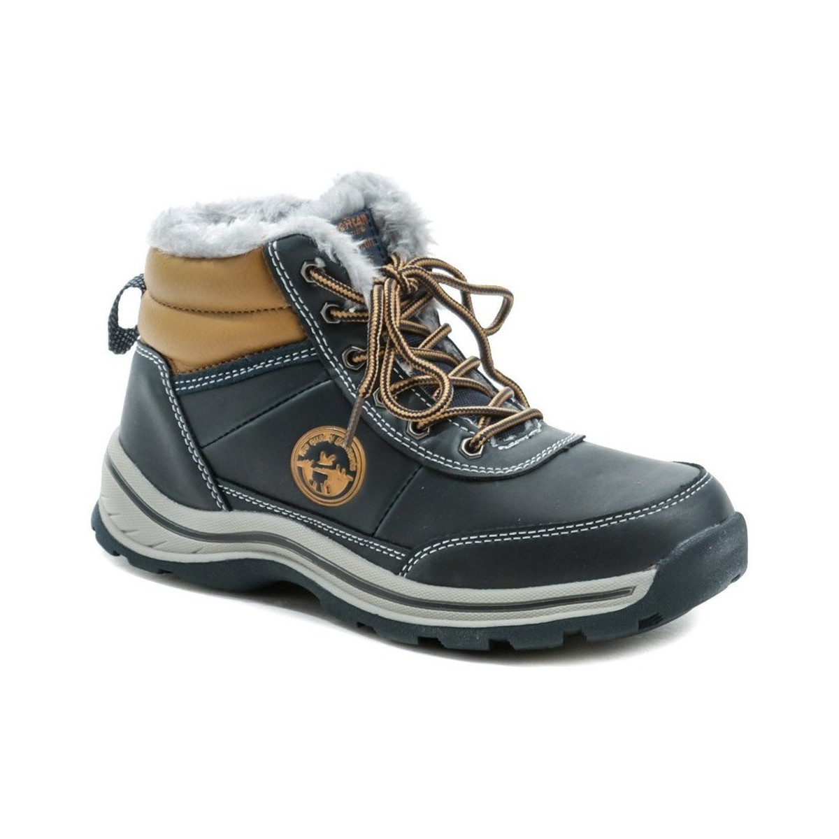 Boty Chlapecké Kotníkové boty American Club ES46-19 modré zimní dětské boty Modrá
