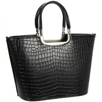 Taška Ženy Velké kabelky / Nákupní tašky Grosso Luxusní kabelka černá lakovaná S7 krokodýl černá