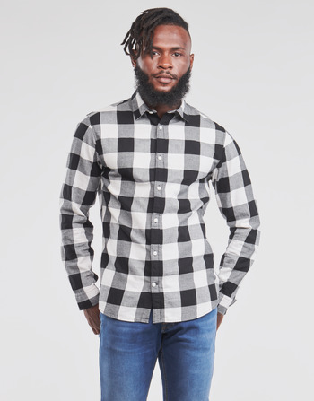Textil Muži Košile s dlouhymi rukávy Jack & Jones JJEGINGHAM Bílá / Černá