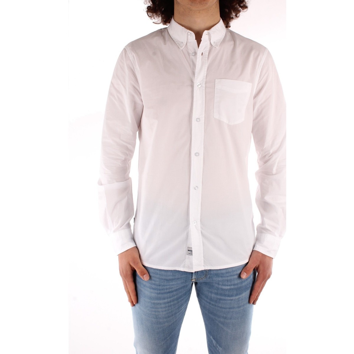 Textil Muži Košile s dlouhymi rukávy Blauer 21SBLUS01223 Bílá