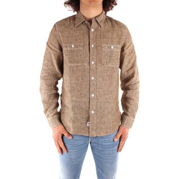 Textil Muži Košile s dlouhymi rukávy Blauer 21SBLUS01221 Hnědá