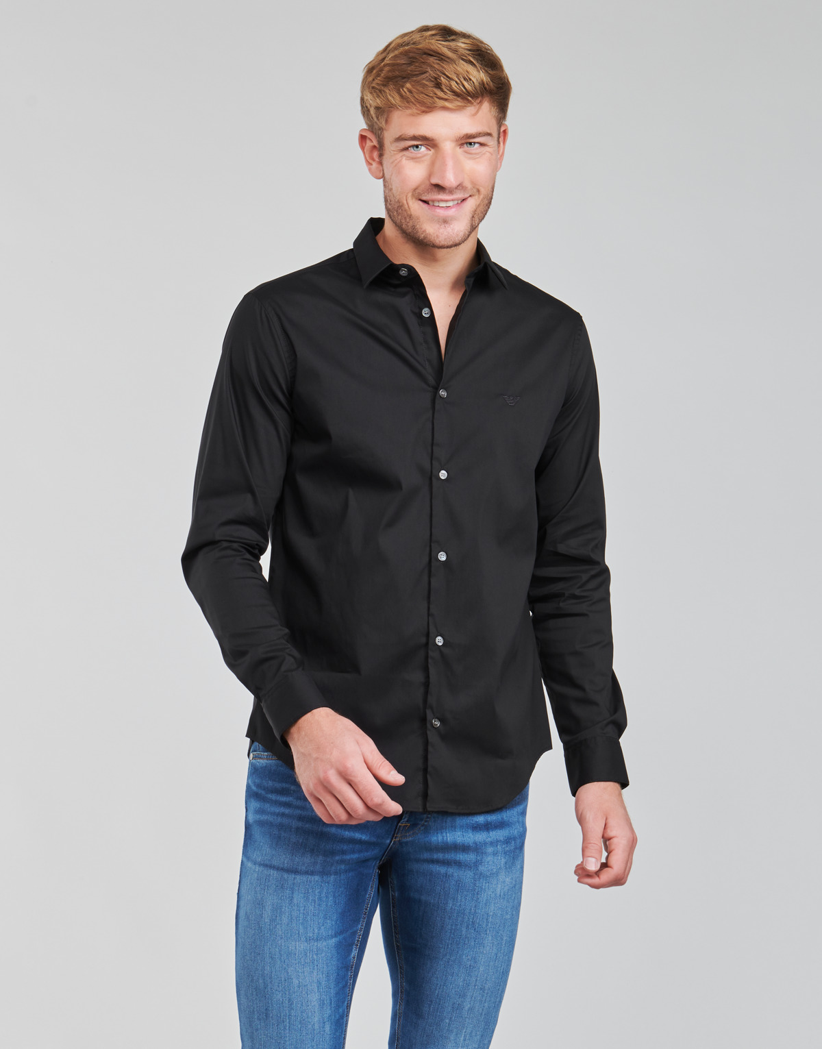 Textil Muži Košile s dlouhymi rukávy Emporio Armani 8N1C09 Černá