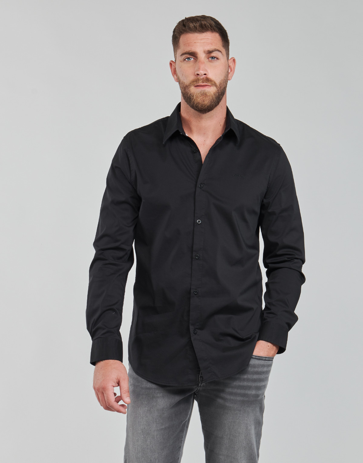 Textil Muži Košile s dlouhymi rukávy Guess LS SUNSET SHIRT Černá