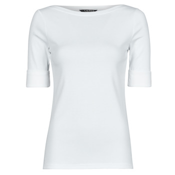Textil Ženy Trička s krátkým rukávem Lauren Ralph Lauren JUDY-ELBOW SLEEVE-KNIT Bílá