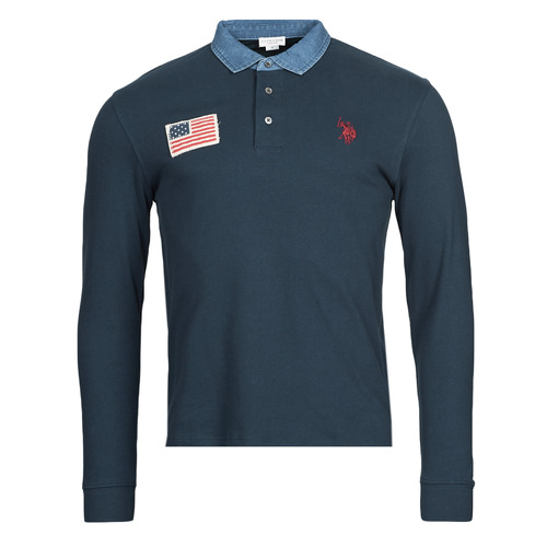 Textil Muži Polo s dlouhými rukávy U.S Polo Assn. RYAN 47773 CHFD Tmavě modrá
