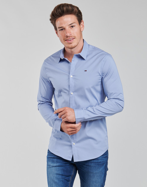 Textil Muži Košile s dlouhymi rukávy Tommy Jeans TJM ORIGINAL STRETCH SHIRT Modrá