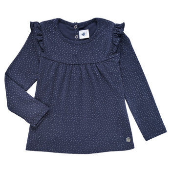 Textil Dívčí Trička s dlouhými rukávy Petit Bateau IWAKA Tmavě modrá