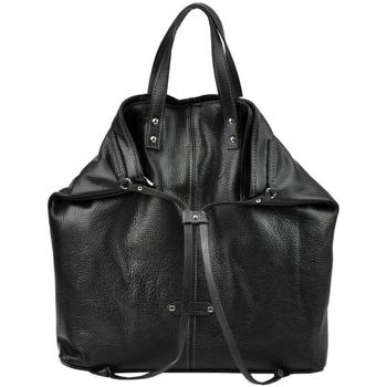 Pierre Cardin Kožená velká dámská kabelka do ruky / batoh černá Černá