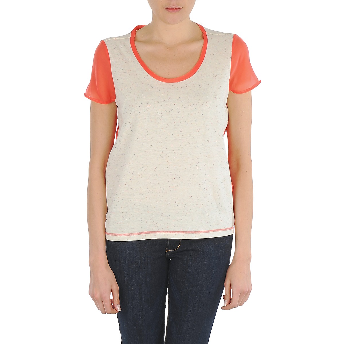 Textil Ženy Trička s krátkým rukávem Eleven Paris EDMEE Béžová / Oranžová