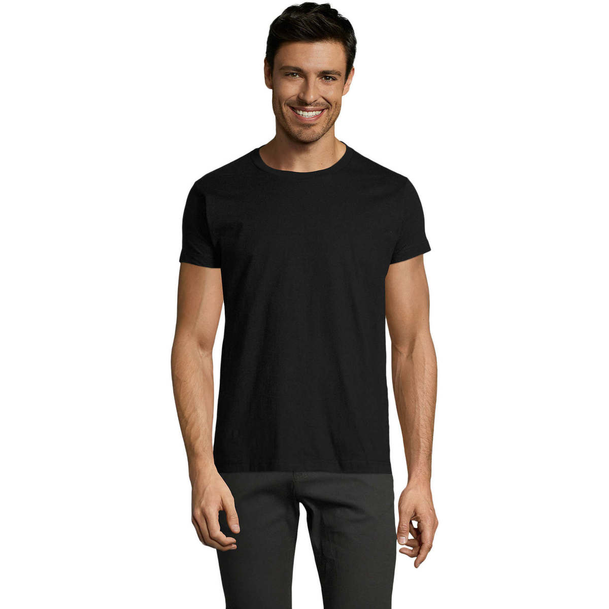 Textil Muži Trička s krátkým rukávem Sols Camiseta IMPERIAL FIT color Negro Černá