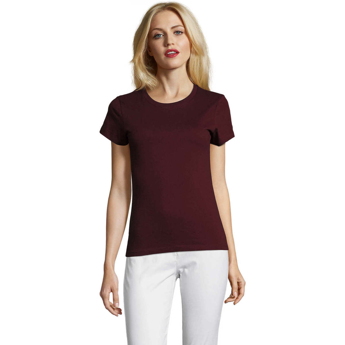 Textil Ženy Trička s krátkým rukávem Sols Camiseta IMPERIAL FIT color Borgoña Bordó