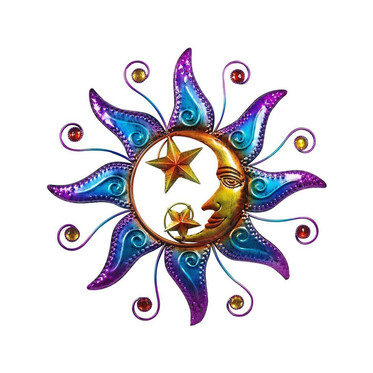 Bydlení Sošky a figurky Signes Grimalt Ornament Nástěnné Slunce A Měsíc Modrá