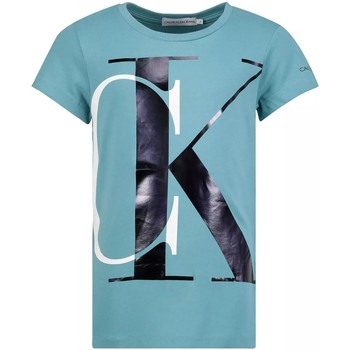 Textil Dívčí Trička s krátkým rukávem Calvin Klein Jeans  Modrá