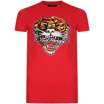 Textil Muži Trička s krátkým rukávem Ed Hardy Tiger mouth graphic t-shirt red Červená