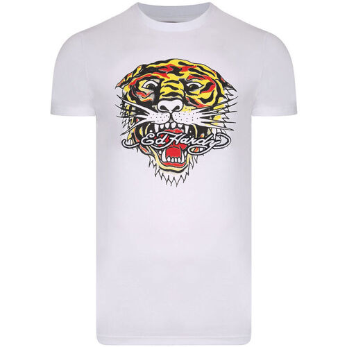 Textil Muži Trička s krátkým rukávem Ed Hardy Tiger mouth graphic t-shirt white Bílá