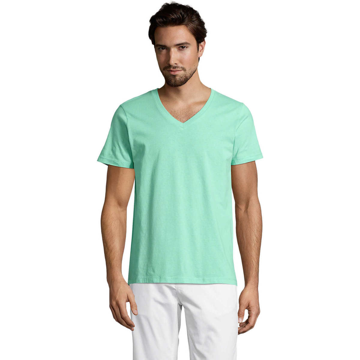 Textil Muži Trička s krátkým rukávem Sols Master camiseta hombre cuello pico Zelená
