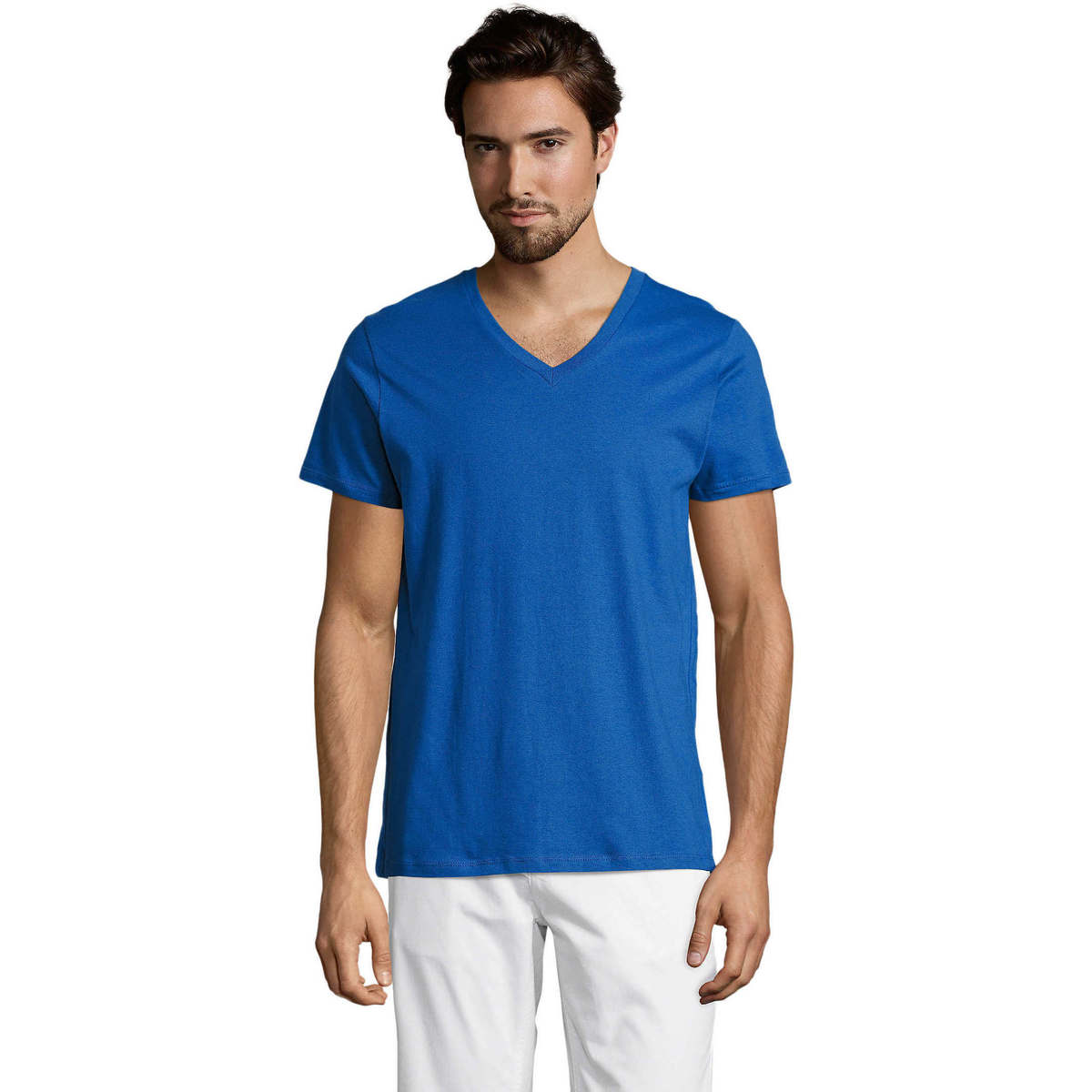 Textil Muži Trička s krátkým rukávem Sols Master camiseta hombre cuello pico Modrá