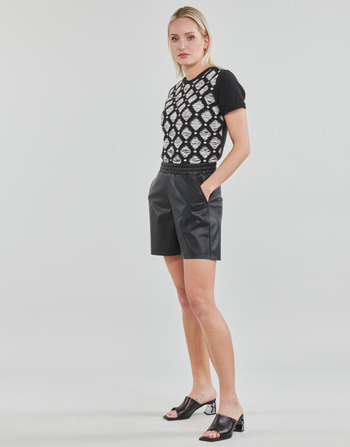 Karl Lagerfeld PERFORATED FAUX LEATHER SHORTS Černá