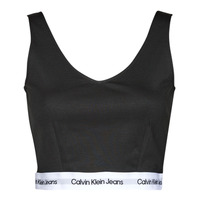 Spodní prádlo Ženy Sportovní podprsenky Calvin Klein Jeans CONTRAST TAPE MILANO STRAPPY TOP Černá