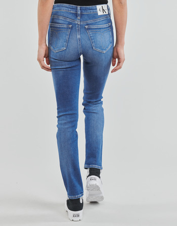 Calvin Klein Jeans HIGH RISE SLIM Modrá / Světlá