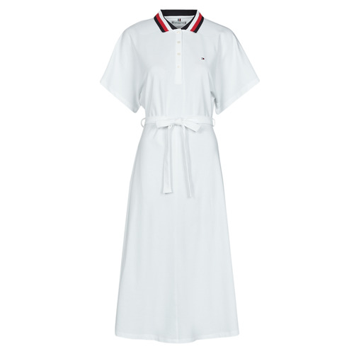 Textil Ženy Krátké šaty Tommy Hilfiger GBL STP FLARE MIDI POLO DRESS SS Bílá