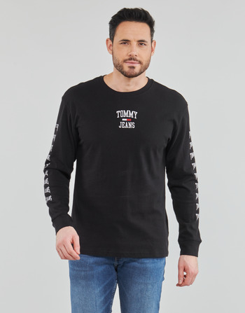 Textil Muži Trička s dlouhými rukávy Tommy Jeans TJM HOMESPUN GRAPHIC LS TEE Černá
