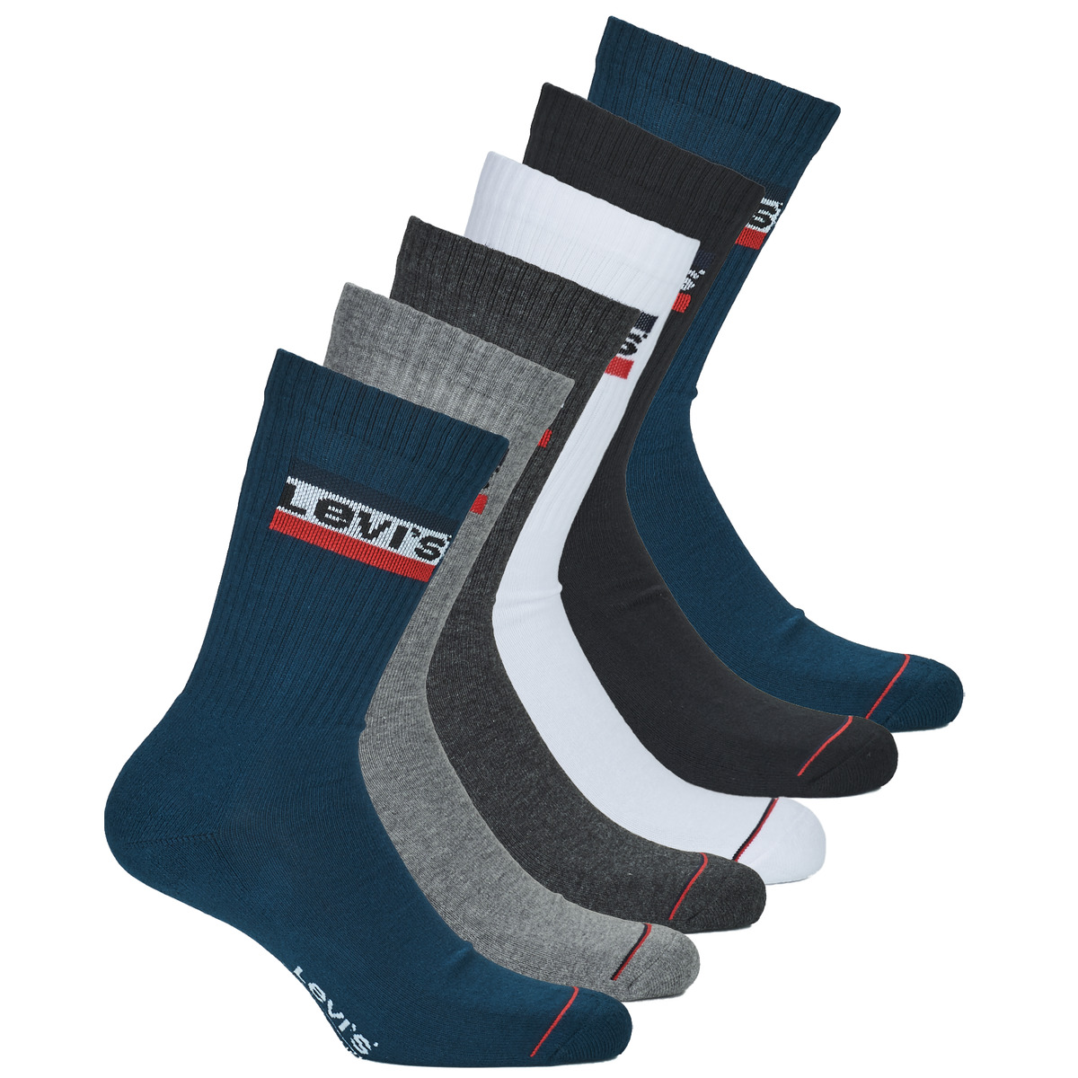 Doplňky  Sportovní ponožky  Levi's REGULAR CUT SPORT LOGO X6 Modrá / Bílá / Šedá / Černá
