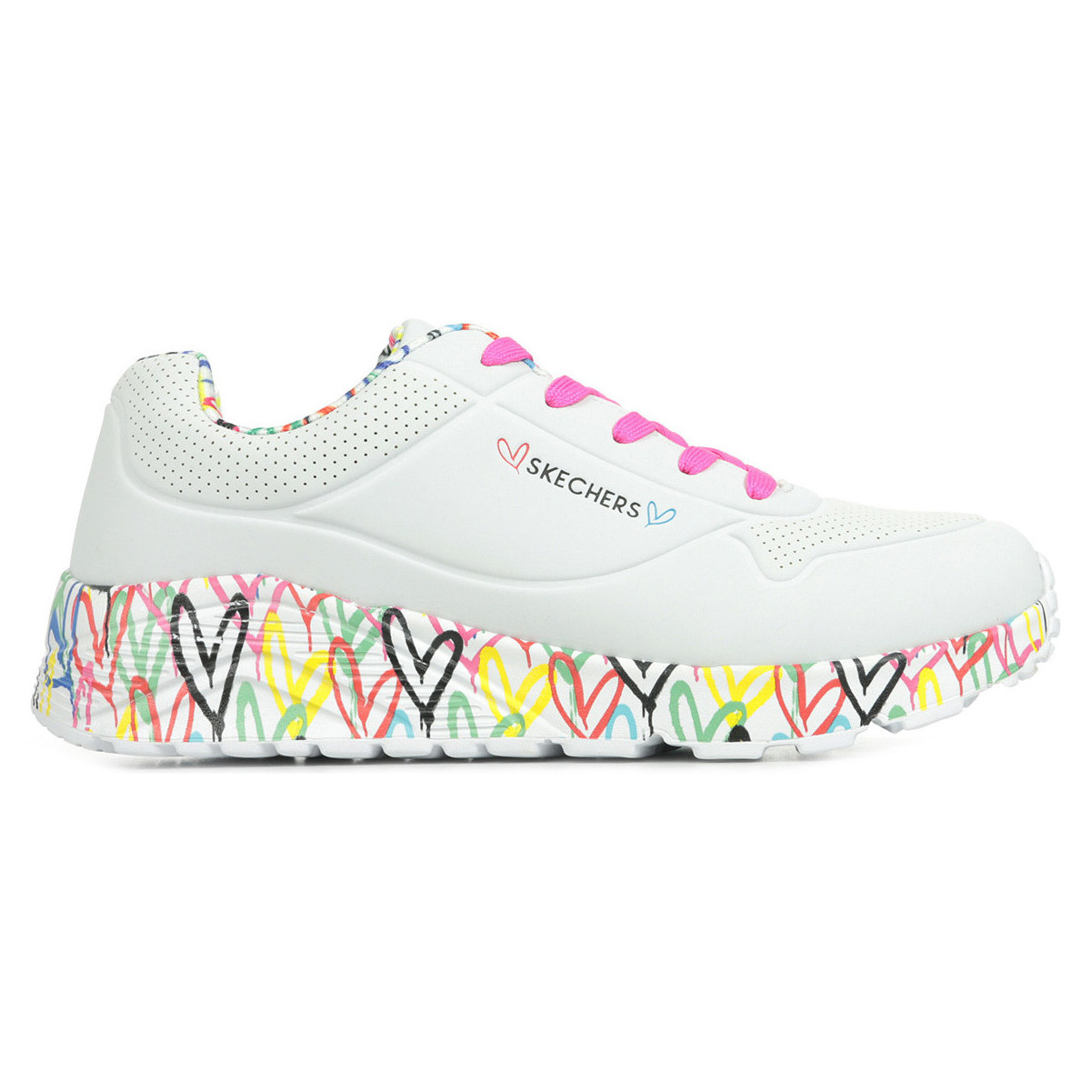 Boty Dívčí Módní tenisky Skechers Uno Lite Lovely Luv Bílá