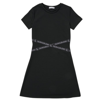 Textil Dívčí Krátké šaty Calvin Klein Jeans PUNTO LOGO TAPE SS DRESS Černá