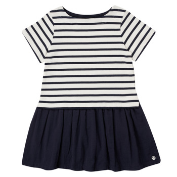 Textil Dívčí Krátké šaty Petit Bateau BIBIBUS Bílá / Tmavě modrá