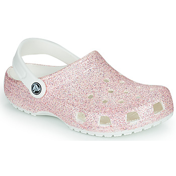 Boty Dívčí Pantofle Crocs Classic Glitter Clog K Bílá / Růžová
