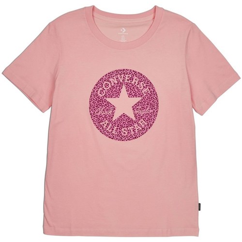 Textil Ženy Trička s krátkým rukávem Converse Chuck Taylor All Star Leopard Patch Tee Růžová