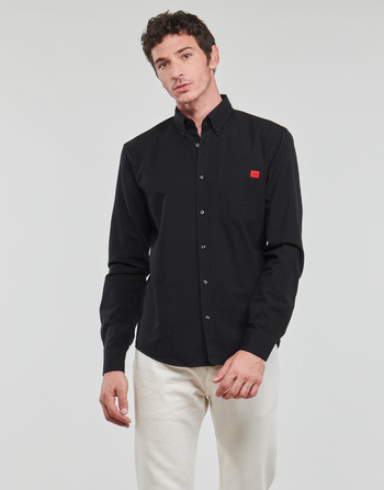 Textil Muži Košile s dlouhymi rukávy HUGO Evito Černá