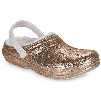 Boty Dívčí Pantofle Crocs Classic Lined Glitter Clog T Zlatá